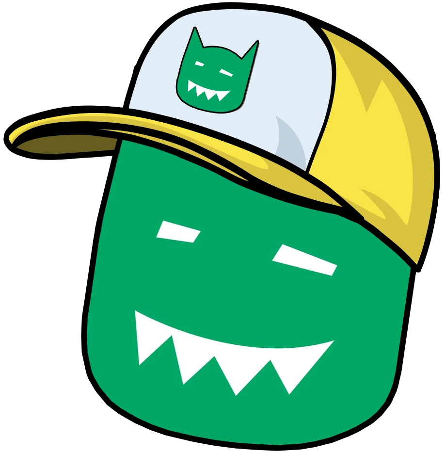 green monster with hat